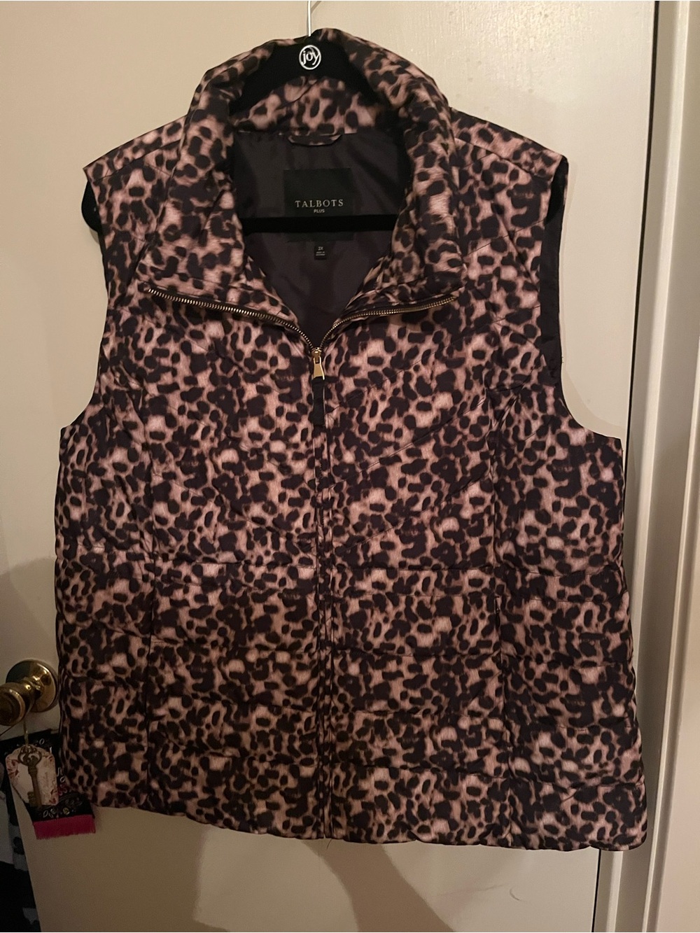 Talbots Leopard Print Puffer Vest in Brown and Black
